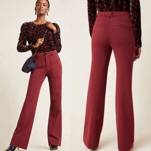 Anthropologie The Essential Twill Trousers in Burgundy Size 4